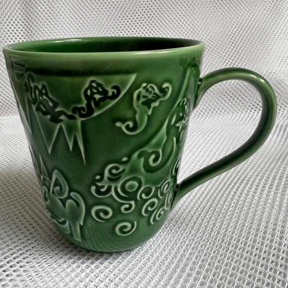 Starbucks Coffee Mug Green Glaze Raised Siren Mermaid Vintage 4 1/2" Tall 16 ozs - Picture 3 of 6